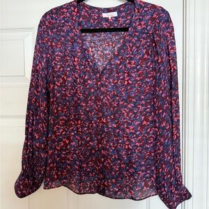 Parker Navy and Pink Floral Blouse